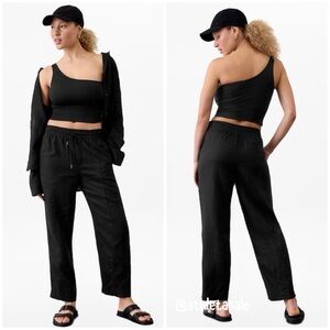 NWT Athleta Retreat High Rise Linen Ankle Pant | Black